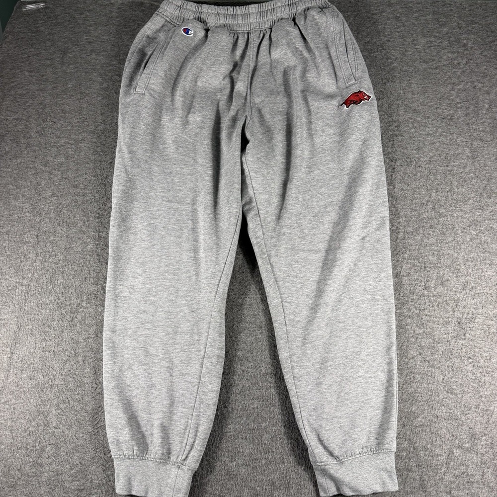 Men's Arkansas Razorbacks Gray Sweatpants SZ L Football Comfy Lounge Champion